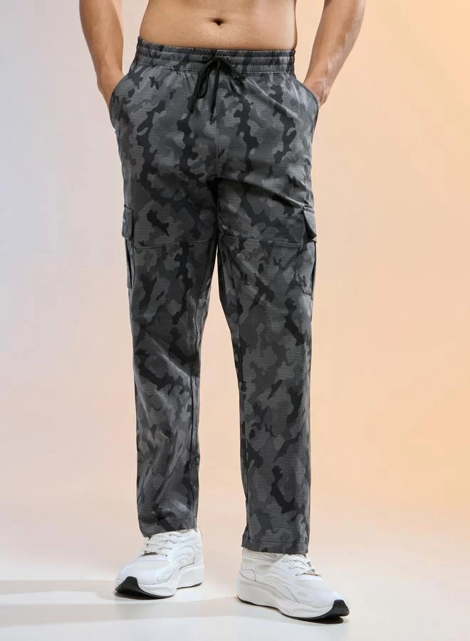 Technosport  Men Printed Straight Fit Sports Cargo Trackpants for Men | Best Price UAE